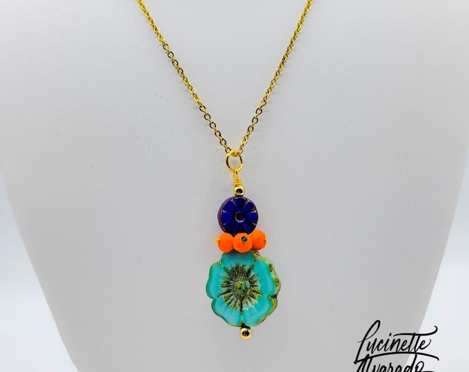 summer necklace, beach jewelry, sun-themed necklace