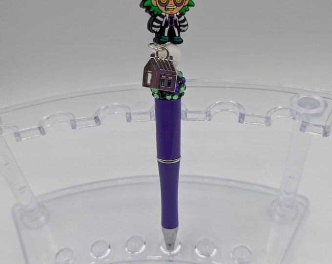 Halloween, Beetlejuice inspired Beadable Pens, Ballpoint pens, purple