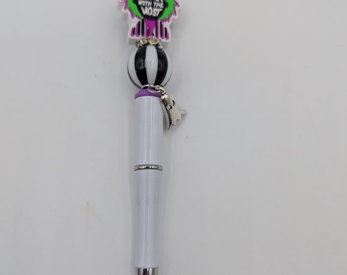 Halloween, Beetlejuice inspired Beadable Pens, Ballpoint pens, white