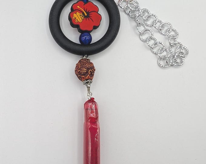 Puerto Rican Pride Car Accessory, Silicone Bead & Tassel Mirror Charm, Adjustable Rear View Mirror