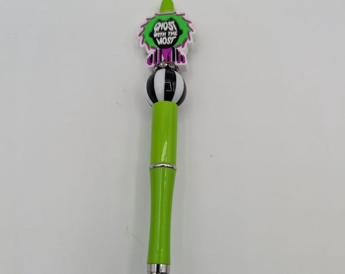 Halloween, Beetlejuice inspired Beadable Pens, Ballpoint pens, green