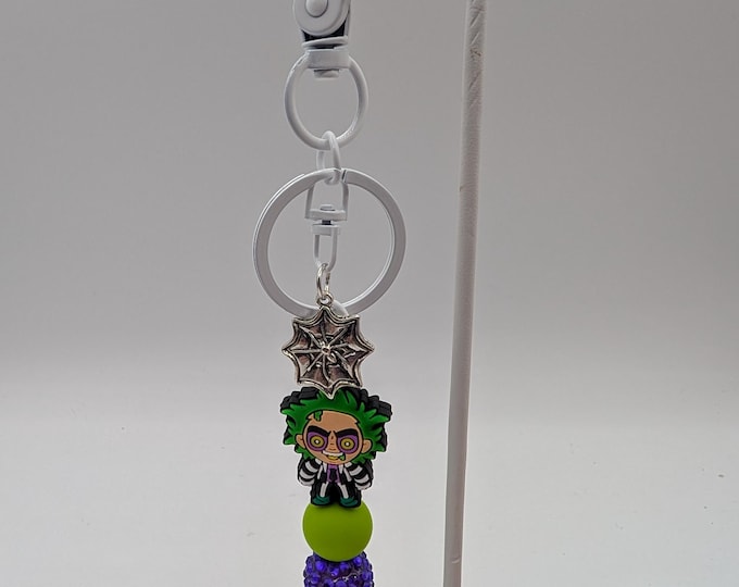 Custom bead keychains, keychain, Beetlejuice inspired