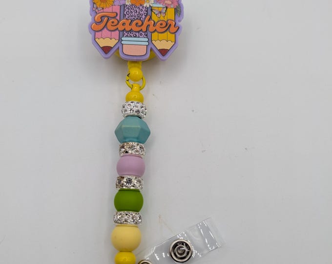 Teacher, badge reels, beaded badge reels