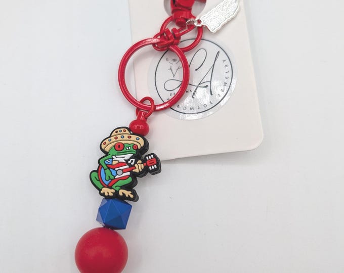 Puerto Rico Keychain; Silicone Bead Bag Charm; Boricua Gift