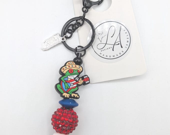 Puerto Rico Keychain; Silicone Bead Bag Charm; Boricua Gift