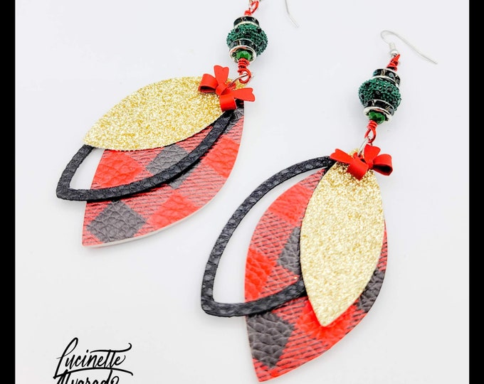 Christmas gift, Christmas jewelry, faux leather jewelry