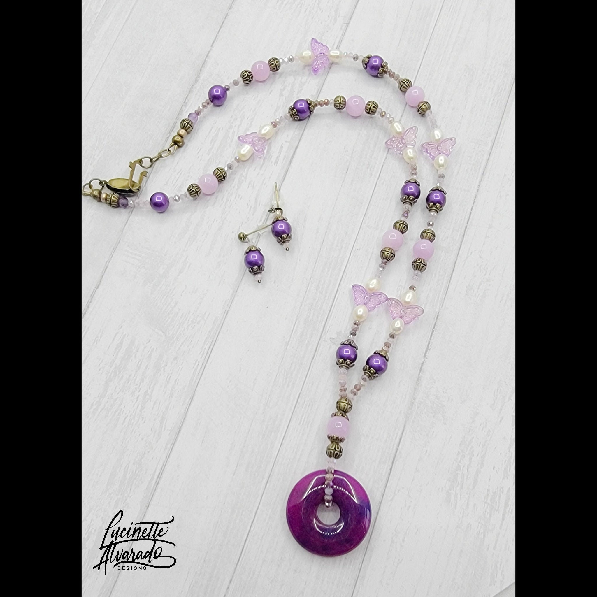 NoName Two-tone wornout effect necklace discount 78% WOMEN FASHION Accessories Costume jewellery set Purple Golden/Purple Single 