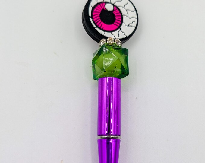 Halloween, "Eye am watching you" Beadable Pens, Ballpoint pens, purple