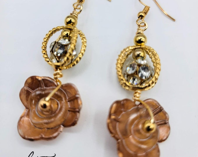 Rose dangle earrings, Gift for her, Valentine's gift