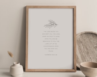 Numbers 6:24-26 Wall Art, Christian Wall Art, Bible Verse Printable Wall Art . Christian Printable. Download. Minimalist Scripture Wall Art.