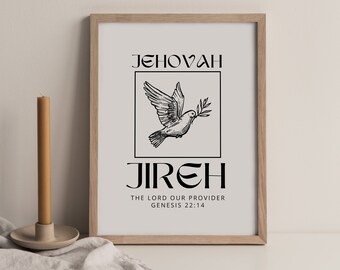Jireh Printable Wall Art Dove Names of God, Christian Wall Art, Bible Verse Printable Wall Art Jehovah Jireh. Christian. Download Minimalist