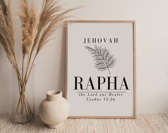 Rapha Printable Wall Art, Names of God, Christian Wall Art, Bible Verse Printable Wall Art Jehovah Rapha. Christian. Download. Minimalist