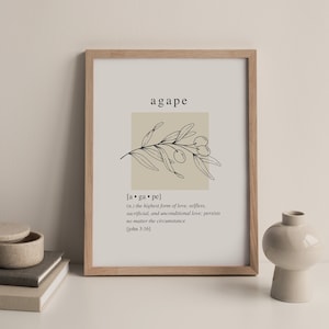 Agape Definition Printable Wall Art, Agape Love Word print Christian Wall Art, Bible Verse Printables. Download. Minimalist Modern Boho
