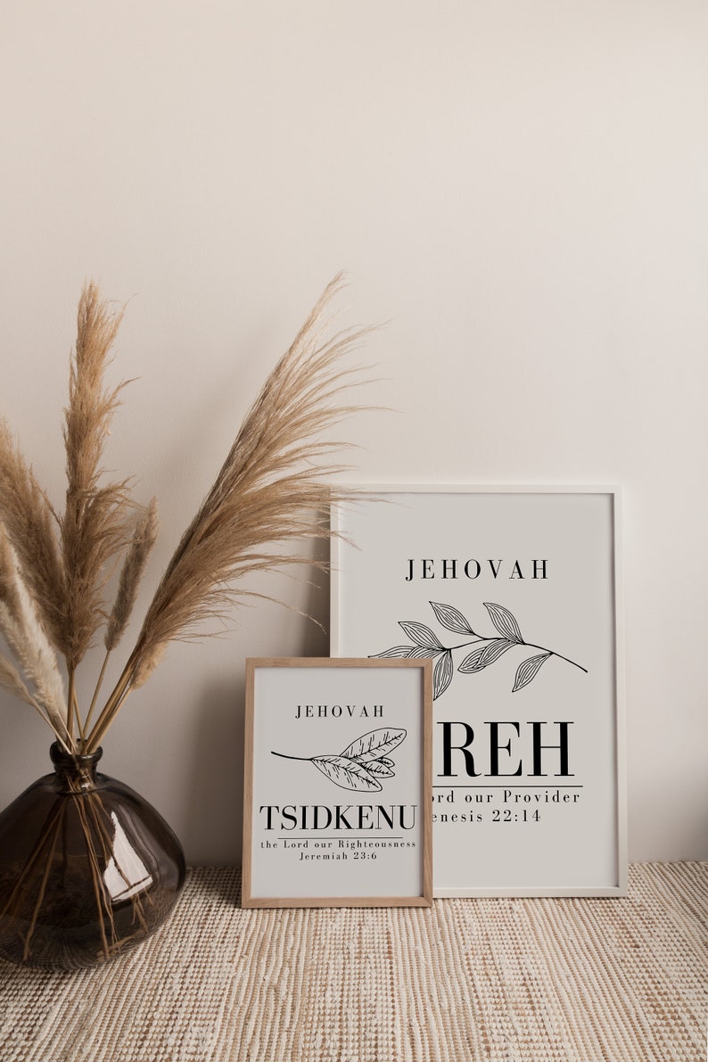 Set of 6 Printable Christian Wall Art. Names of God. Hebrew Jehovah ...