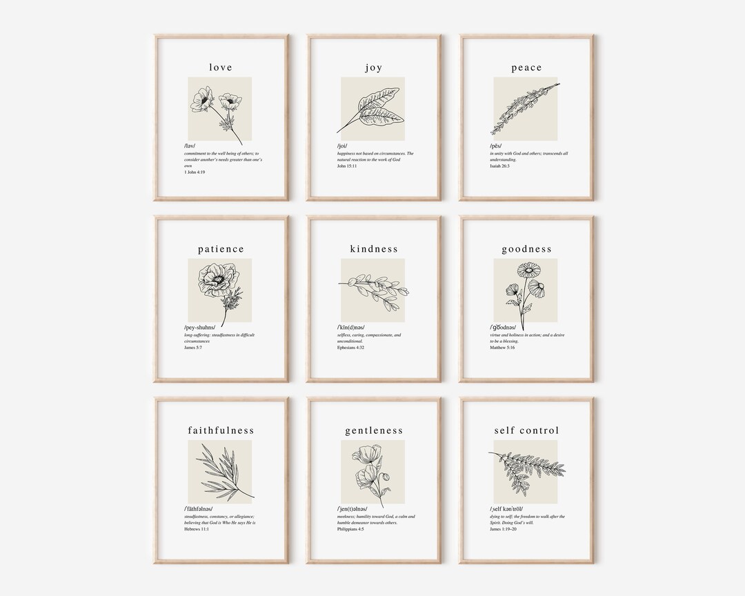 Fruits of the Spirit Printable Wall Art | Set of 9 Bundle Printable ...