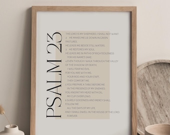 Psalm 23 Printable Wall Art, Christian Wall Art, Bible Verse. Digital Download. Minimalist Modern Wall Art Farmhouse Gift