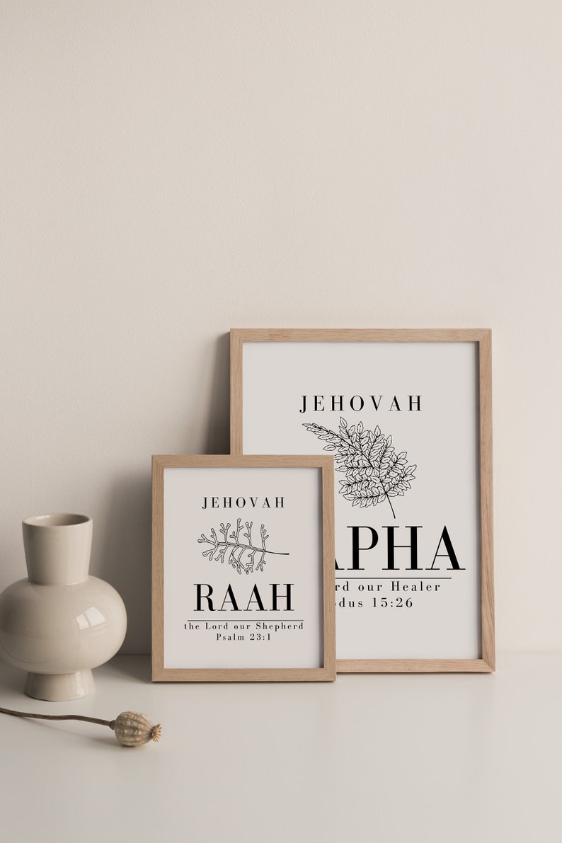 Set of 6 Printable Christian Wall Art. Names of God. Hebrew Jehovah ...