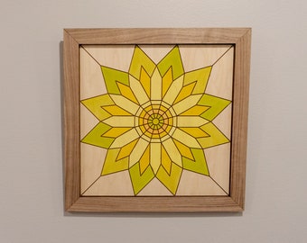 Geometric Sunflower Minimalist Barn Quilt - SVG Only