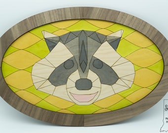 Geometric Raccoon Barn Quilt - SVG File - Laser Cut File