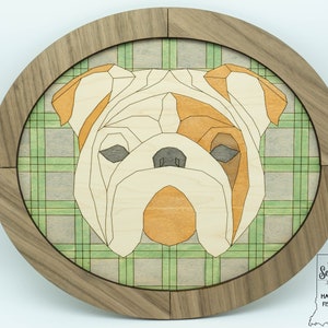 Geometric English Bulldog Barn Quilt - SVG File - Laser Cut File
