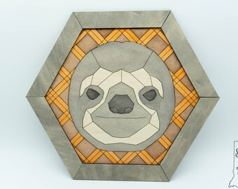 Geometric Sloth Barn Quilt - SVG File - Laser Cut File