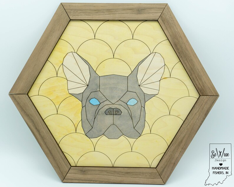 Geometric French Bulldog Barn Quilt SVG File Laser Cut File image 1