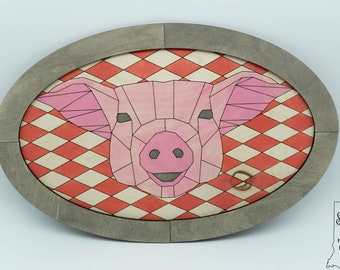 Geometric Pig Barn Quilt - SVG File - Laser Cut File