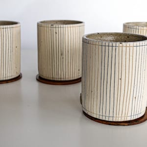 Mishima Water tumblers | Juice/Wine cups with lined detail | Modern ceramics | Handmade Gift | Planet-Friendly Packaging | Ready to ship