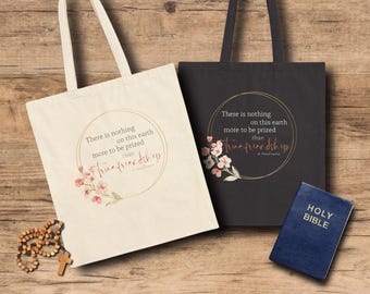 Friendship Canvas Tote | PERSONALIZE | Funny Gift | Catholic Tote Bag | Religious Faith Bag | St Thomas Aquinas