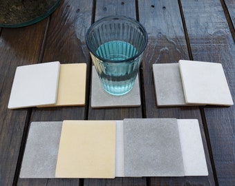 CUSTOM CONCRETE COASTERS, Concrete Organizer, Cork Square Stylish Cup Holder Coaster, Fun Square Rustic Look Modern Coasters