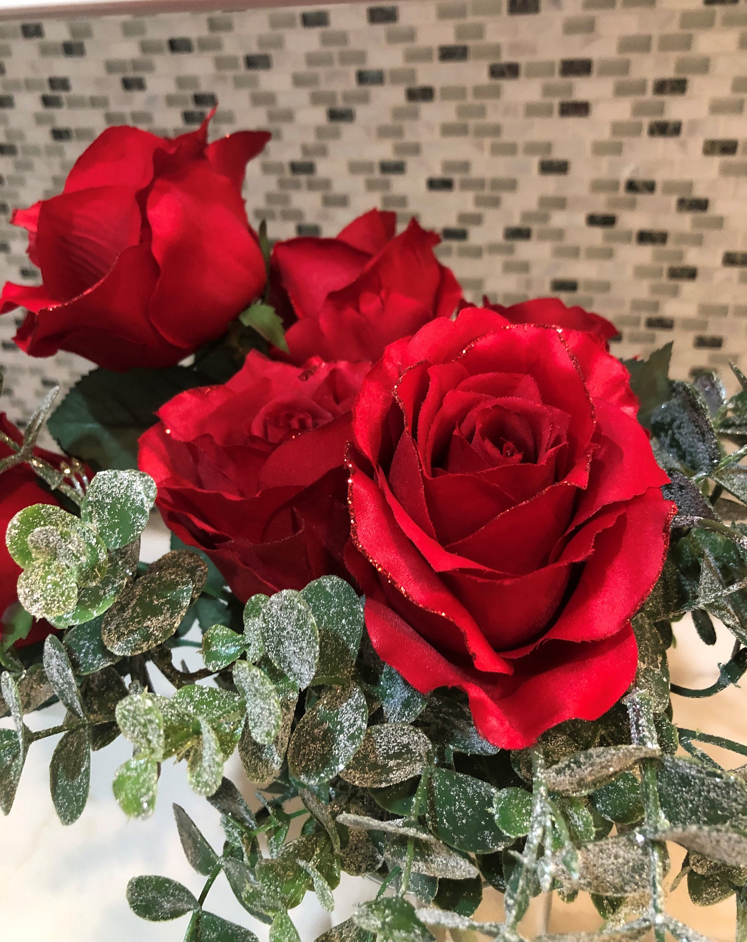 Red Roses floral arrangementartificial floral Etsy