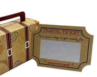 Mini Reversible Suitcase with Mini Brown Scratch and Reveal Ticket Card. Do it yourself bundle. Perfect for surprise holidays away!