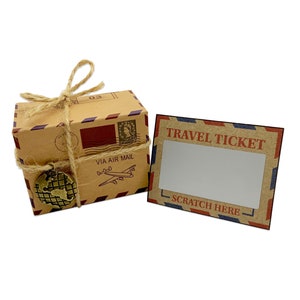 Mini maleta sorpresa para hacer tú mismo, caja de viaje, boleto de viaje para rascar y revelar (DIY). Perfecto para San Valentín, cumpleaños y viajes familiares