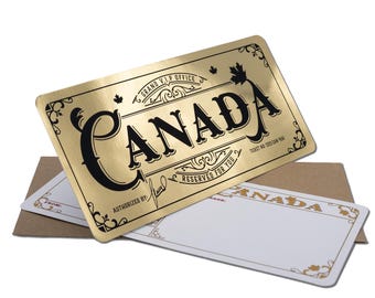 Deluxe Canada Golden Ticket card with envelope. Perfect for surprise trips to Canada!