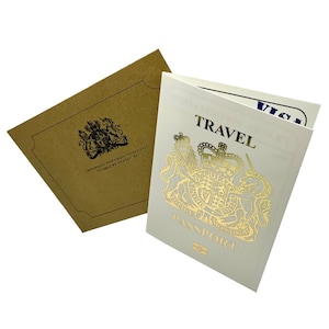Biglietto da viaggio con sorpresa fai da te, bianco (con lamina d'oro) con gratta e scopri. Per San Valentino, festività, anniversari, compleanni, viaggi fuori porta