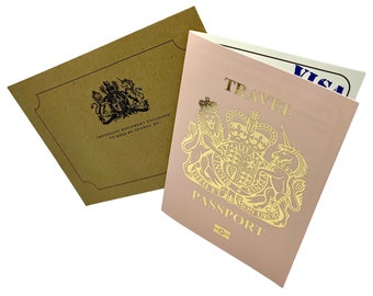 Pink (with Gold Foil) Passport Scratch and Reveal Travel Ticket Surprise DIY Gift Card. Perfect for valentine, holiday, anniversary etc.