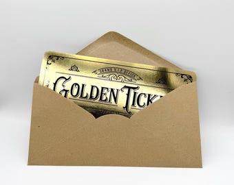 Deluxe Golden Ticket Scratch & Reveal card with envelope.