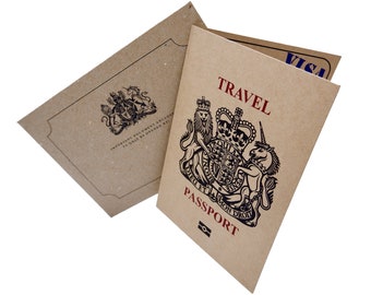Brown UK Passport Scratch / Reveal Travel Ticket Card - DIY Holiday Surprise