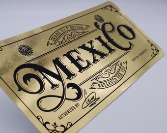 Deluxe Mexico Golden Ticket card with envelope. Perfect for surprise trips to Mexico!