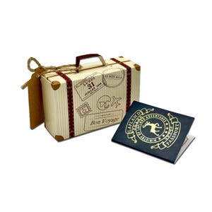 Mini Laponie (marine avec effet doré) Passeport et mini valise Révélation cadeau (bricolage). Parfait pour les surprises des Fêtes en Laponie !