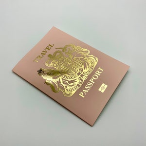 Pink and Gold Foil Passport Scratch & Reveal Travel Ticket Surprise DIY Card. For valentines, holiday, anniversary, birthday, trips away