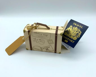 Mini valigia a sorpresa fai da te e mini passaporto effetto ORO con confezione regalo (fai da te). Perfetti per San Valentino, compleanni e gite in famiglia!