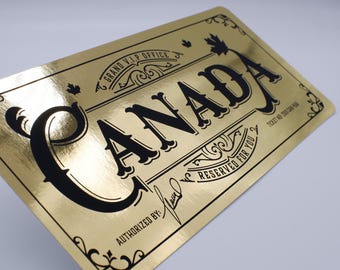 Deluxe Canada Golden Ticket card with envelope. Perfect for surprise trips to Canada!