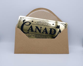 Deluxe Canada Golden Ticket card with envelope. Perfect for surprise trips to Canada!