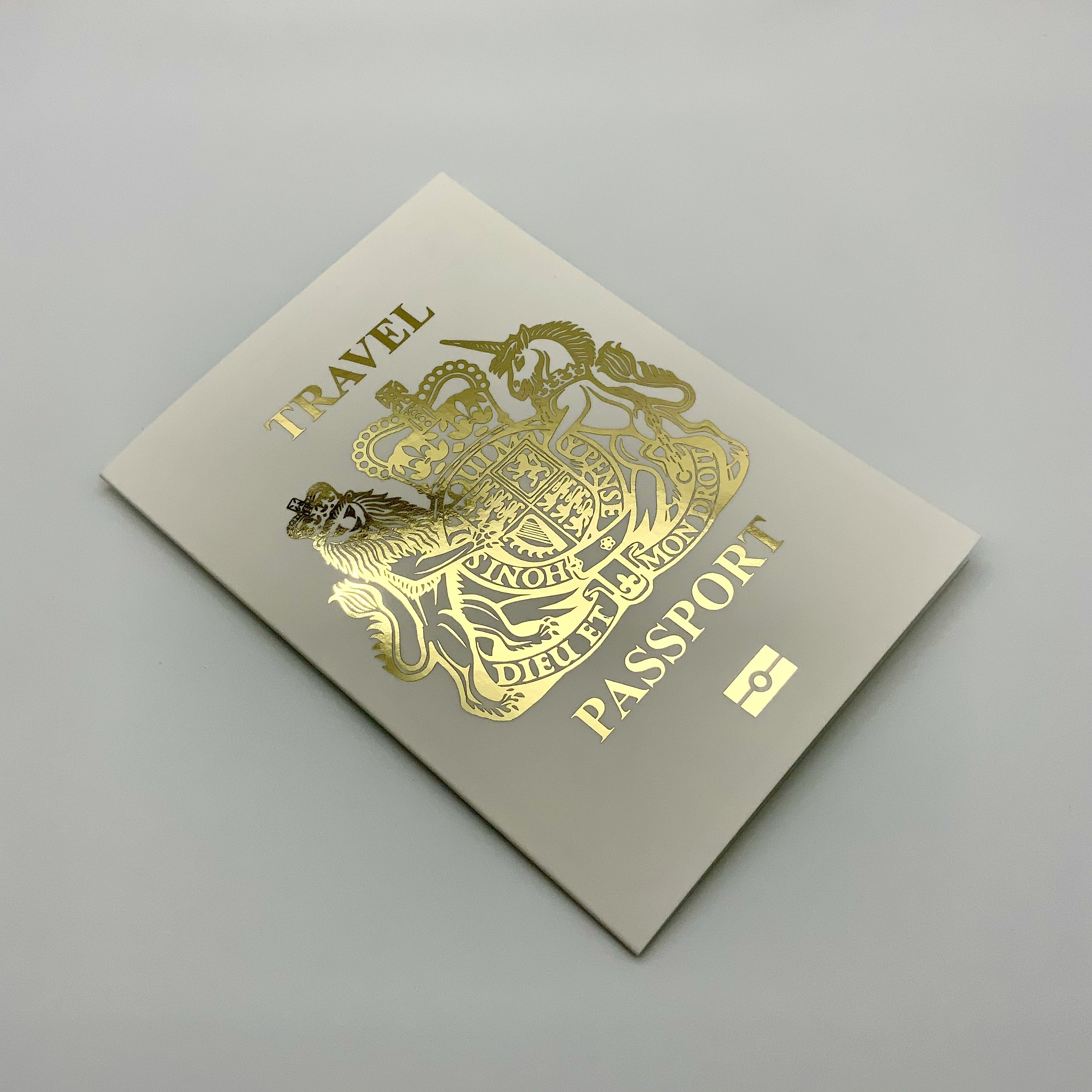White (with Gold Foil) Passport Scratch and Reveal Travel Ticket
