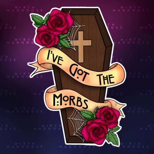 Coffin and Roses Sticker | Gothic Stickers | Mirth Madhouse Kiss-Cut Stickers