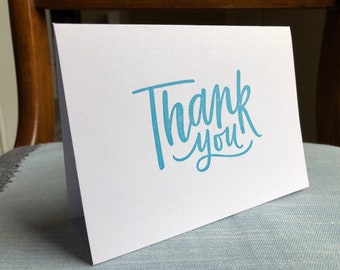 Hand-stamped Thank You Cards, set of 5 or 10