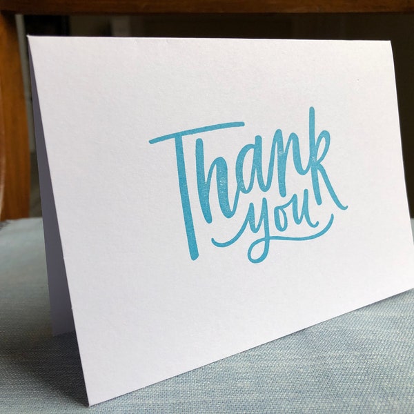 Hand-stamped Thank You Cards, set of 5 or 10