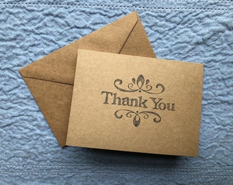 Thank You Cards, Thank You Stationary, Hand-Stamped