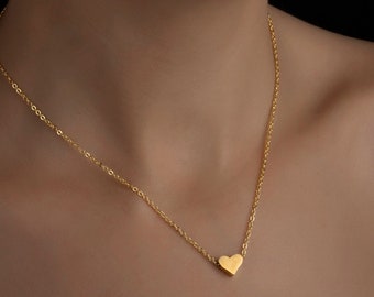 Gold Necklace, Gold Heart Necklace, Heart Necklace, Dainty Necklace, Tiny Heart Necklace, Minimalist Necklace, Charm Necklace, Gift for her